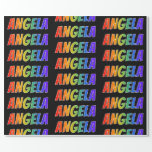 [ Thumbnail: Rainbow First Name "Angela"; Fun & Colorful Wrapping Paper ]