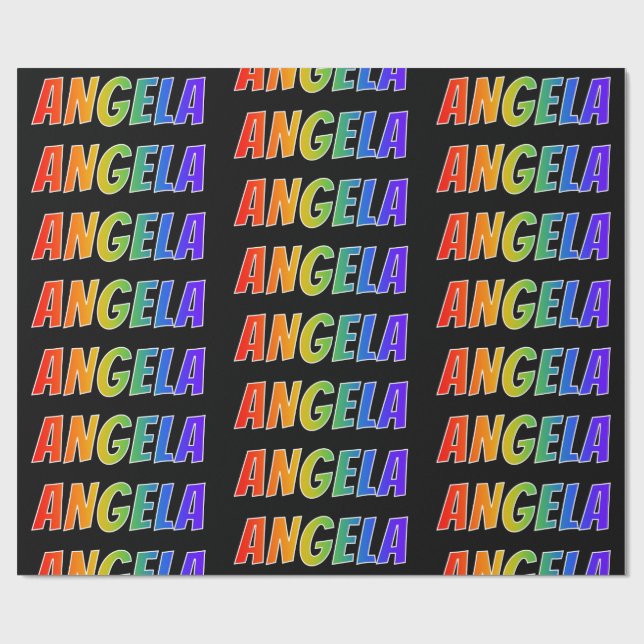 Rainbow First Name "ANGELA"; Fun & Colorful Wrapping Paper (Flat)