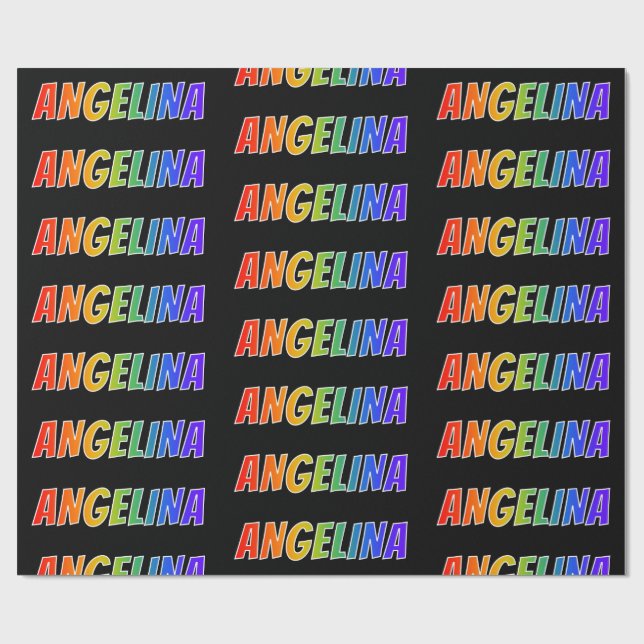 Rainbow First Name "ANGELINA"; Fun & Colorful Wrapping Paper (Flat)