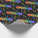 [ Thumbnail: Rainbow First Name "Angelina" + Stars Wrapping Paper ]