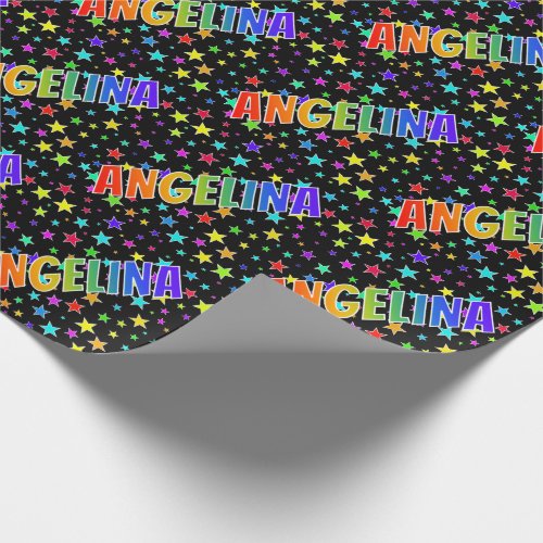 Rainbow First Name ANGELINA  Stars Wrapping Paper