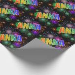 [ Thumbnail: Rainbow First Name "Anna" + Fireworks Wrapping Paper ]
