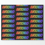 [ Thumbnail: Rainbow First Name "Antonio"; Fun & Colorful Wrapping Paper ]