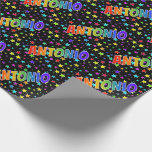 [ Thumbnail: Rainbow First Name "Antonio" + Stars Wrapping Paper ]