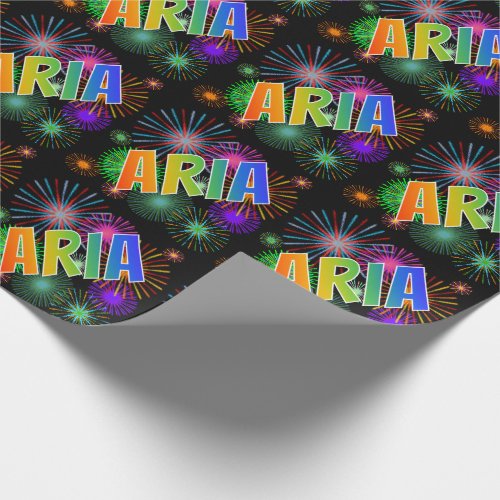 Rainbow First Name ARIA  Fireworks Wrapping Paper