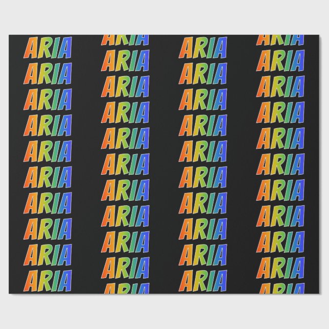 Rainbow First Name "ARIA"; Fun & Colorful Wrapping Paper (Flat)