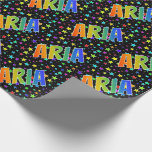 [ Thumbnail: Rainbow First Name "Aria" + Stars Wrapping Paper ]