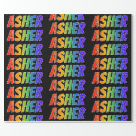 [ Thumbnail: Rainbow First Name "Asher"; Fun & Colorful Wrapping Paper ]
