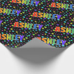[ Thumbnail: Rainbow First Name "Ashley" + Stars Wrapping Paper ]