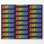 [ Thumbnail: Rainbow First Name "Ashton"; Fun & Colorful Wrapping Paper ]