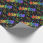 [ Thumbnail: Rainbow First Name "Ashton" + Stars Wrapping Paper ]