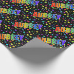 [ Thumbnail: Rainbow First Name "Aubrey" + Stars Wrapping Paper ]
