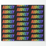[ Thumbnail: Rainbow First Name "Audrey"; Fun & Colorful Wrapping Paper ]