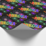 [ Thumbnail: Rainbow First Name "Aurora" + Fireworks Wrapping Paper ]