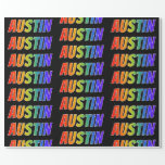 [ Thumbnail: Rainbow First Name "Austin"; Fun & Colorful Wrapping Paper ]