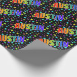 [ Thumbnail: Rainbow First Name "Austin" + Stars Wrapping Paper ]