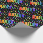 [ Thumbnail: Rainbow First Name "Bailey" + Stars Wrapping Paper ]