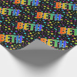 [ Thumbnail: Rainbow First Name "Beth" + Stars Wrapping Paper ]