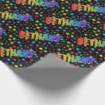 [ Thumbnail: Rainbow First Name "Bethany" + Stars Wrapping Paper ]