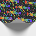 [ Thumbnail: Rainbow First Name "Bianca" + Stars Wrapping Paper ]