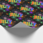 [ Thumbnail: Rainbow First Name "Billy" + Fireworks Wrapping Paper ]