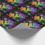 [ Thumbnail: Rainbow First Name "Blake" + Fireworks Wrapping Paper ]