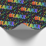 [ Thumbnail: Rainbow First Name "Blake" + Stars Wrapping Paper ]
