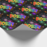 [ Thumbnail: Rainbow First Name "Bobby" + Fireworks Wrapping Paper ]
