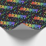 [ Thumbnail: Rainbow First Name "Brandy" + Stars Wrapping Paper ]