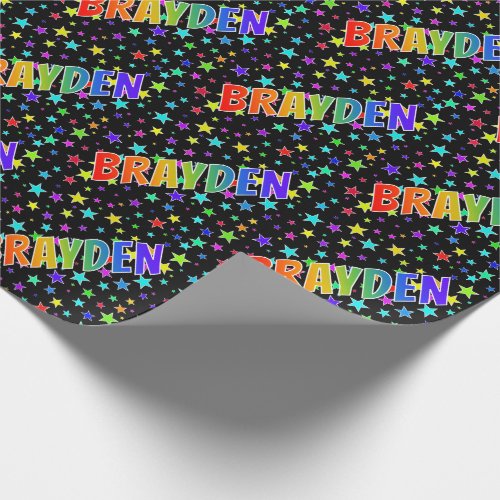 Rainbow First Name BRAYDEN  Stars Wrapping Paper