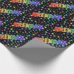 [ Thumbnail: Rainbow First Name "Brendan" + Stars Wrapping Paper ]