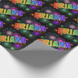 [ Thumbnail: Rainbow First Name "Briana" + Fireworks Wrapping Paper ]