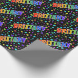 [ Thumbnail: Rainbow First Name "Brittany" + Stars Wrapping Paper ]