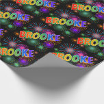 [ Thumbnail: Rainbow First Name "Brooke" + Fireworks Wrapping Paper ]