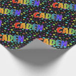 [ Thumbnail: Rainbow First Name "Caden" + Stars Wrapping Paper ]