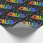 [ Thumbnail: Rainbow First Name "Caleb" + Stars Wrapping Paper ]