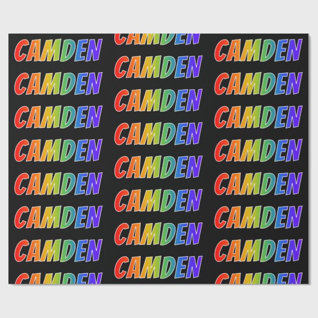 Rainbow First Name "CAMDEN"; Fun & Colorful Wrapping Paper (Flat)