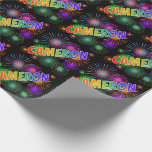 [ Thumbnail: Rainbow First Name "Cameron" + Fireworks Wrapping Paper ]