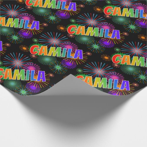 Rainbow First Name CAMILA  Fireworks Wrapping Paper