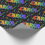 [ Thumbnail: Rainbow First Name "Carol" + Stars Wrapping Paper ]