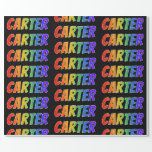 [ Thumbnail: Rainbow First Name "Carter"; Fun & Colorful Wrapping Paper ]