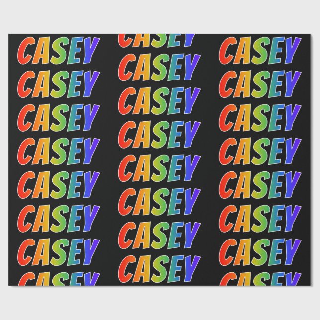 Rainbow First Name "CASEY"; Fun & Colorful Wrapping Paper (Flat)