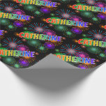 [ Thumbnail: Rainbow First Name "Catherine" + Fireworks Wrapping Paper ]