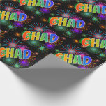 [ Thumbnail: Rainbow First Name "Chad" + Fireworks Wrapping Paper ]