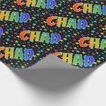 [ Thumbnail: Rainbow First Name "Chad" + Stars Wrapping Paper ]