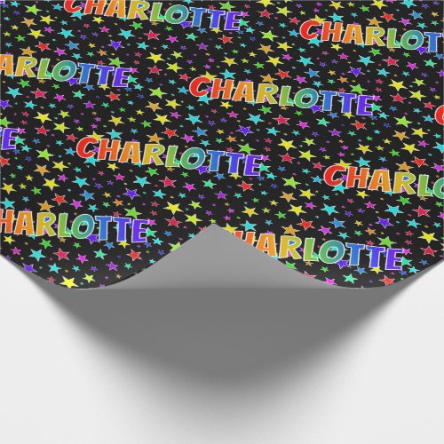 Rainbow First Name CHARLOTTE  Stars Wrapping Paper