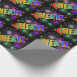 [ Thumbnail: Rainbow First Name "Cheryl" + Fireworks Wrapping Paper ]