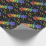 [ Thumbnail: Rainbow First Name "Christie" + Stars Wrapping Paper ]