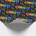 [ Thumbnail: Rainbow First Name "Christy" + Stars Wrapping Paper ]