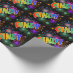 [ Thumbnail: Rainbow First Name "Cindy" + Fireworks Wrapping Paper ]
